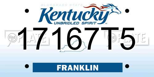 17167T5 Kentucky License Plate