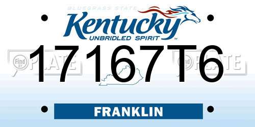 17167T6 Kentucky License Plate