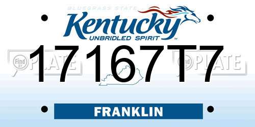 17167T7 Kentucky License Plate