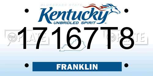 17167T8 Kentucky License Plate