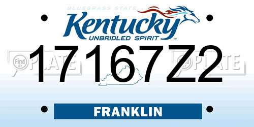 17167Z2 Kentucky License Plate
