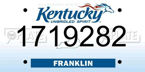 1719282 Kentucky License Plate