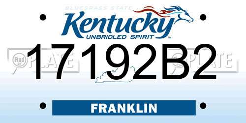 17192B2 Kentucky License Plate