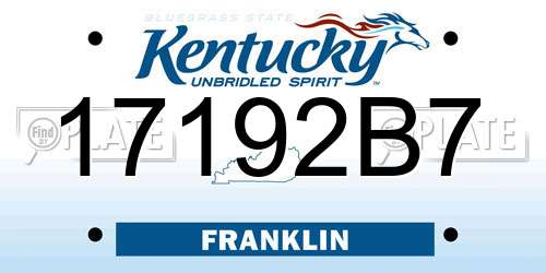 17192B7 Kentucky License Plate