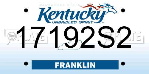 17192S2 Kentucky License Plate