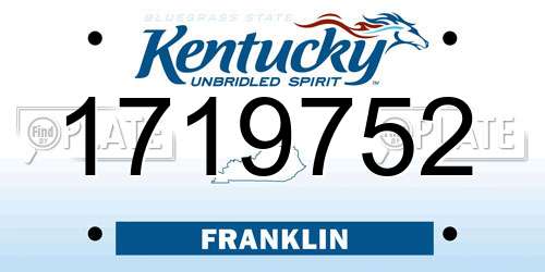 1719752 Kentucky License Plate