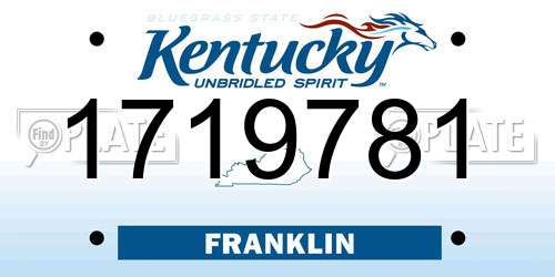 1719781 Kentucky License Plate