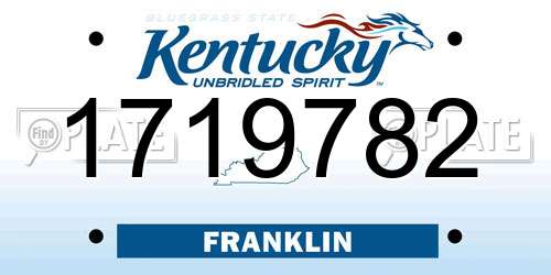 1719782 Kentucky License Plate