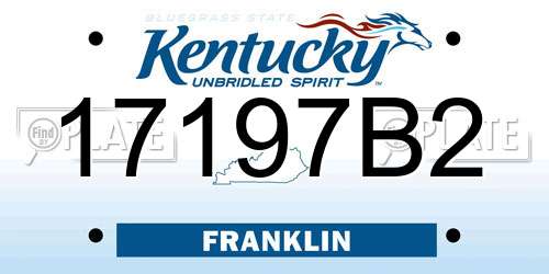 17197B2 Kentucky License Plate