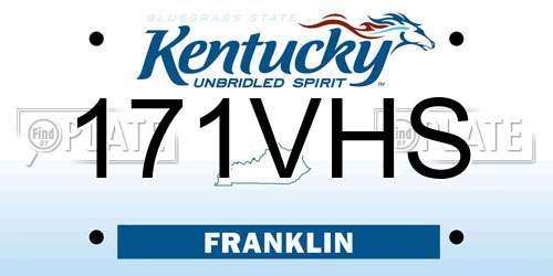 171VHS Kentucky License Plate