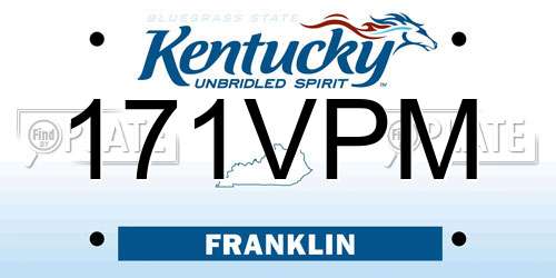 171VPM Kentucky License Plate
