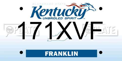 171XVF Kentucky License Plate