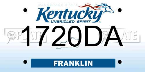1720DA Kentucky License Plate