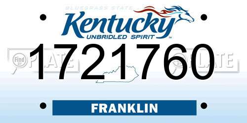 1721760 Kentucky License Plate