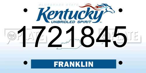 1721845 Kentucky License Plate