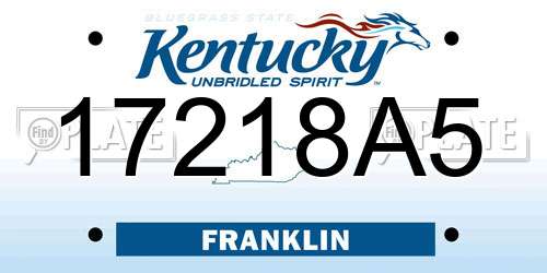 17218A5 Kentucky License Plate