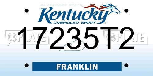 17235T2 Kentucky License Plate