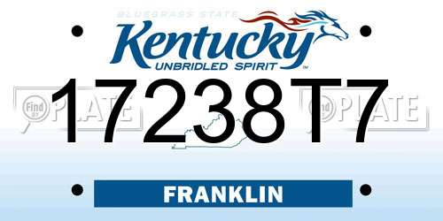 17238T7 Kentucky License Plate