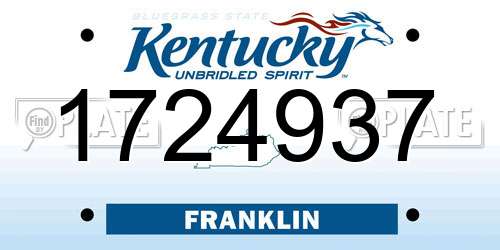 1724937 Kentucky License Plate