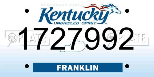 1727992 Kentucky License Plate