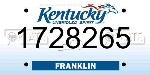 1728265 Kentucky License Plate