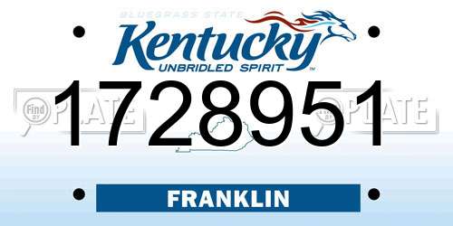 1728951 Kentucky License Plate
