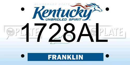 1728AL Kentucky License Plate