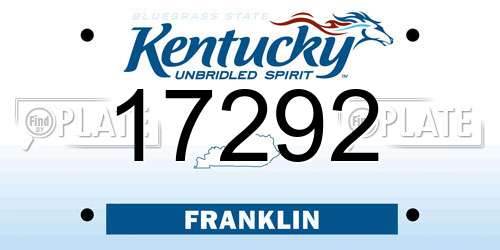 17292 Kentucky License Plate