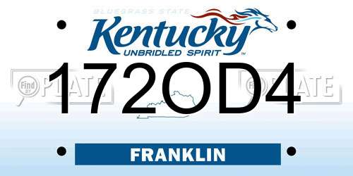 172OD4 Kentucky License Plate