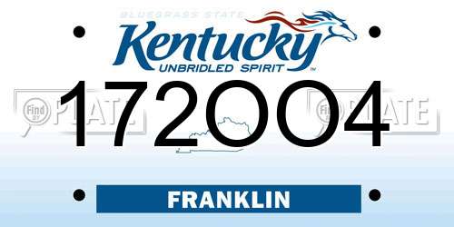 172OO4 Kentucky License Plate