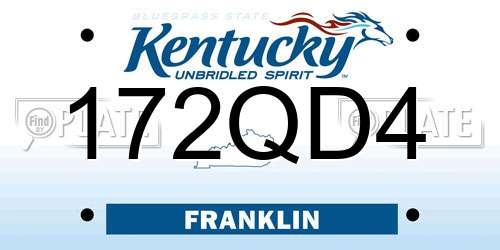 172QD4 Kentucky License Plate