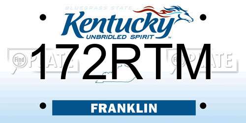 172RTM Kentucky License Plate
