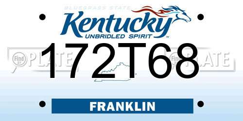 172T68 Kentucky License Plate
