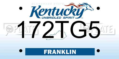 172TG5 Kentucky License Plate