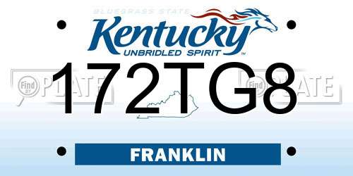 172TG8 Kentucky License Plate