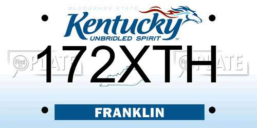 172XTH Kentucky License Plate