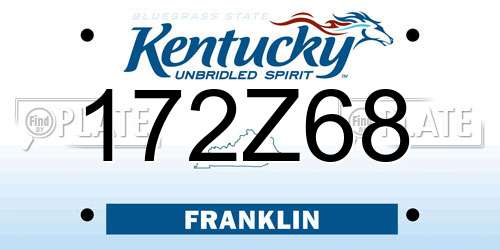 172Z68 Kentucky License Plate