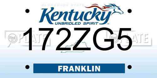 172ZG5 Kentucky License Plate