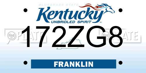 172ZG8 Kentucky License Plate