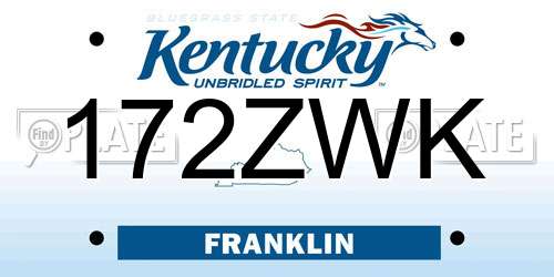172ZWK Kentucky License Plate