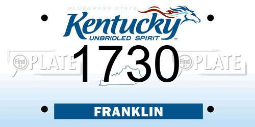 1730 Kentucky License Plate
