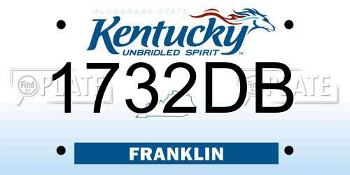 1732DB Kentucky License Plate