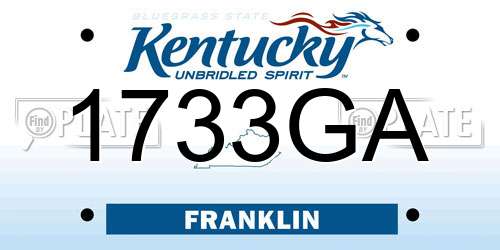 1733GA Kentucky License Plate