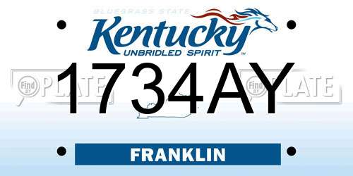 1734AY Kentucky License Plate