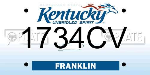 1734CV Kentucky License Plate