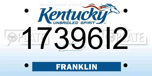 17396I2 Kentucky License Plate