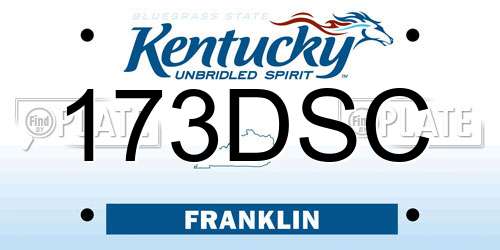 173DSC Kentucky License Plate