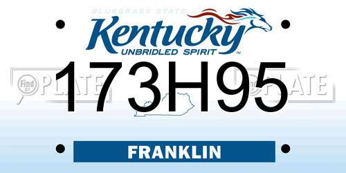 173H95 Kentucky License Plate