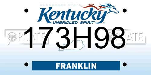 173H98 Kentucky License Plate