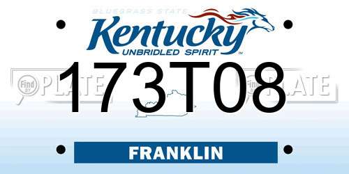 173T08 Kentucky License Plate